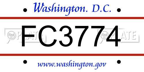 FC3774 District Of Columbia License Plate