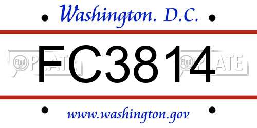 FC3814 District Of Columbia License Plate