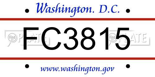 FC3815 District Of Columbia License Plate