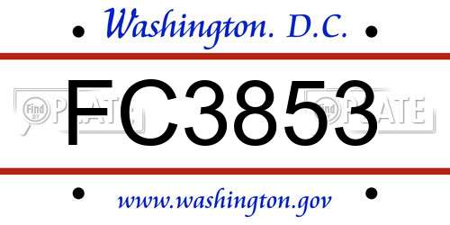 FC3853 District Of Columbia License Plate