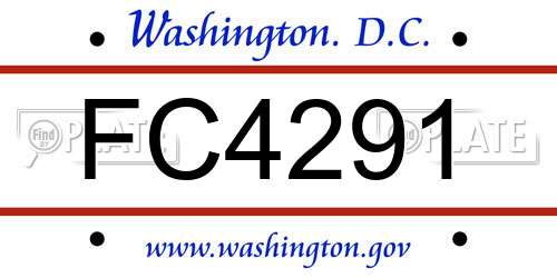 FC4291 District Of Columbia License Plate