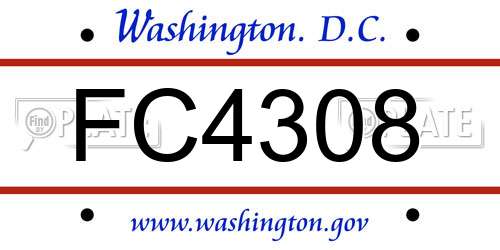 FC4308 District Of Columbia License Plate