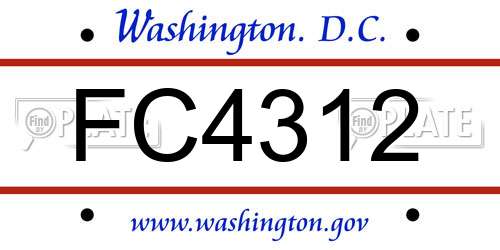 FC4312 District Of Columbia License Plate