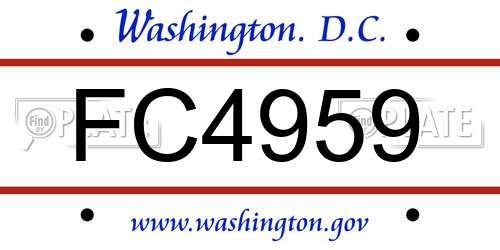 FC4959 District Of Columbia License Plate