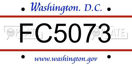 FC5073 District Of Columbia License Plate