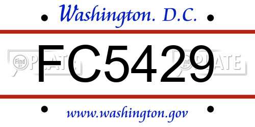 FC5429 District Of Columbia License Plate