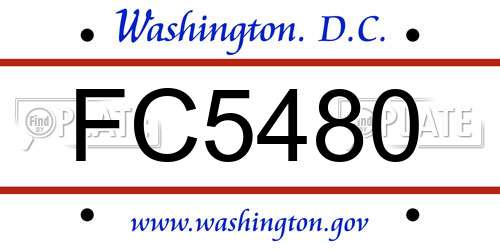 FC5480 District Of Columbia License Plate