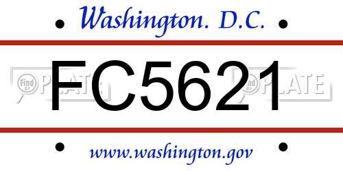 FC5621 District Of Columbia License Plate