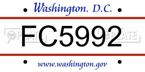 FC5992 District Of Columbia License Plate