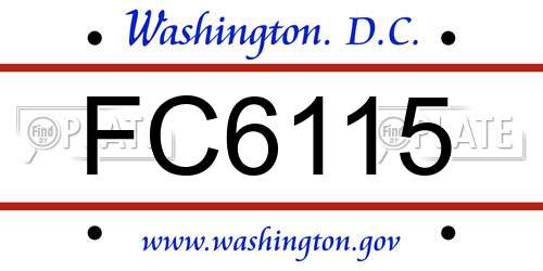 FC6115 District Of Columbia License Plate