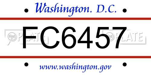 FC6457 District Of Columbia License Plate