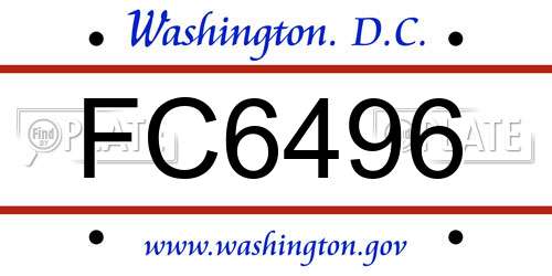 FC6496 District Of Columbia License Plate