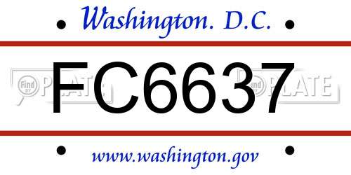 FC6637 District Of Columbia License Plate
