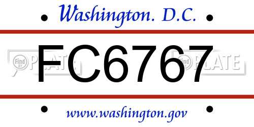 FC6767 District Of Columbia License Plate