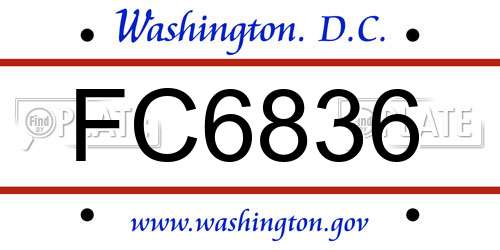 FC6836 District Of Columbia License Plate