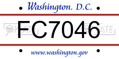 FC7046 District Of Columbia License Plate