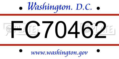 FC70462 District Of Columbia License Plate