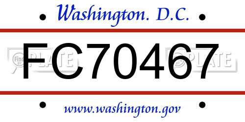 FC70467 District Of Columbia License Plate