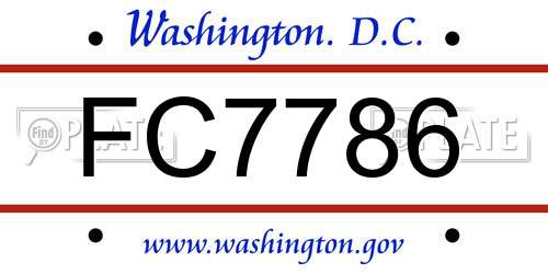 FC7786 District Of Columbia License Plate