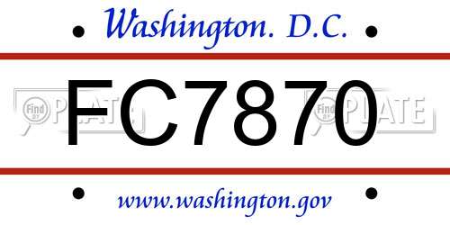 FC7870 District Of Columbia License Plate