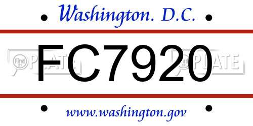 FC7920 District Of Columbia License Plate