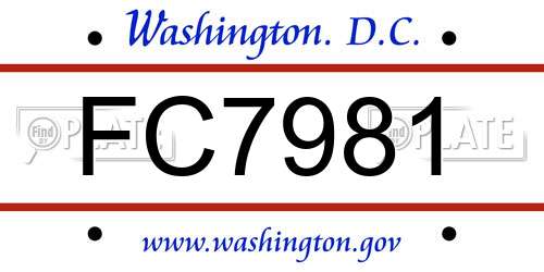 FC7981 District Of Columbia License Plate