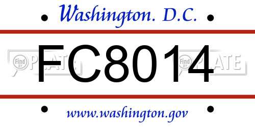 FC8014 District Of Columbia License Plate
