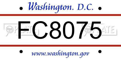 FC8075 District Of Columbia License Plate