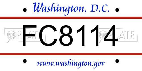 FC8114 District Of Columbia License Plate