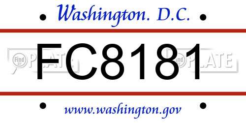 FC8181 District Of Columbia License Plate