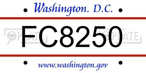 FC8250 District Of Columbia License Plate