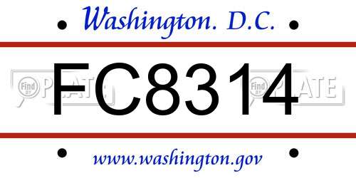 FC8314 District Of Columbia License Plate