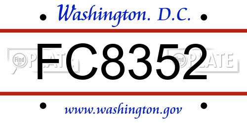 FC8352 District Of Columbia License Plate