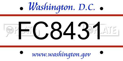 FC8431 District Of Columbia License Plate
