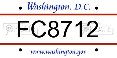 FC8712 District Of Columbia License Plate