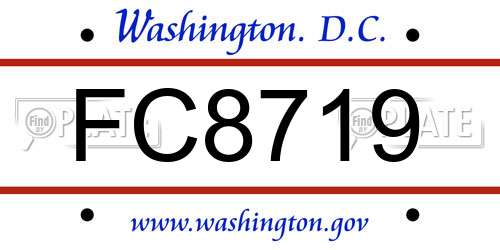 FC8719 District Of Columbia License Plate