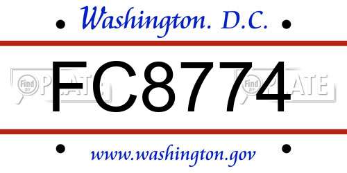 FC8774 District Of Columbia License Plate