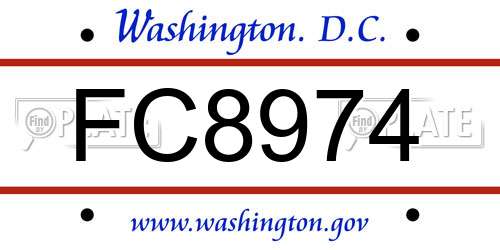 FC8974 District Of Columbia License Plate