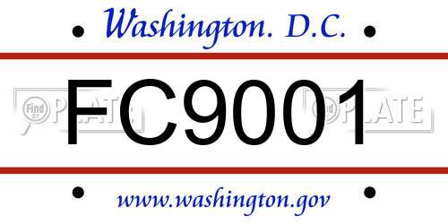FC9001 District Of Columbia License Plate