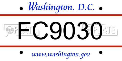 FC9030 District Of Columbia License Plate