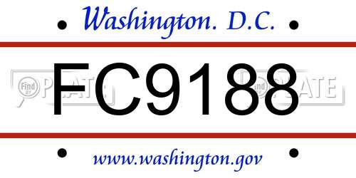 FC9188 District Of Columbia License Plate