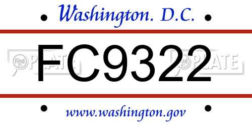 FC9322 District Of Columbia License Plate
