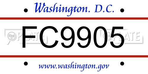 FC9905 District Of Columbia License Plate