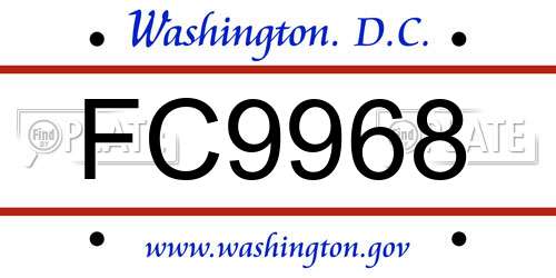 FC9968 District Of Columbia License Plate