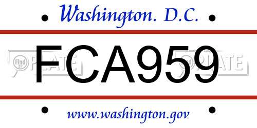 FCA959 District Of Columbia License Plate