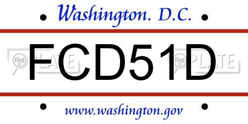 FCD51D District Of Columbia License Plate