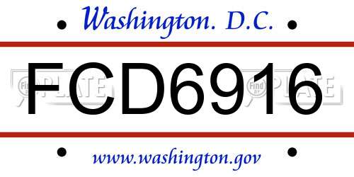 FCD6916 District Of Columbia License Plate
