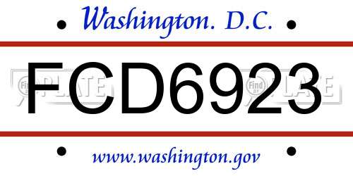 FCD6923 District Of Columbia License Plate