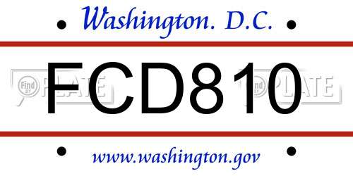 FCD810 District Of Columbia License Plate