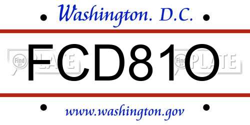 FCD81O District Of Columbia License Plate